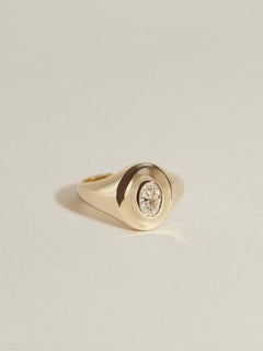 Diamond Signet Ring in Recycled 14K Yellow Gold & Diamond by J. Hannah