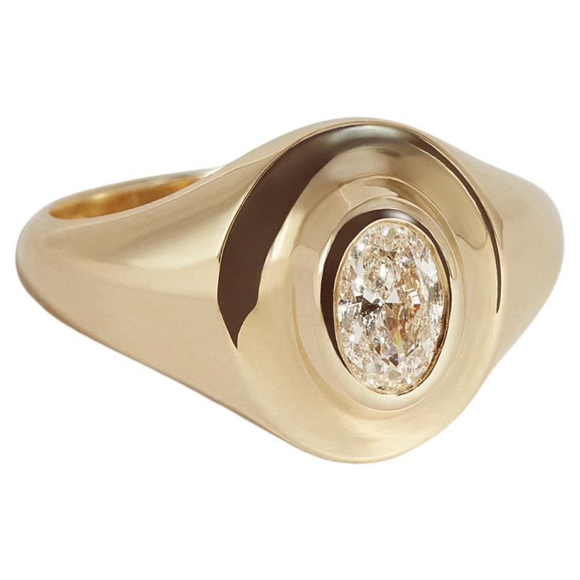 Diamond Signet Ring in Recycled 14K Yellow Gold & Diamond by J. Hannah