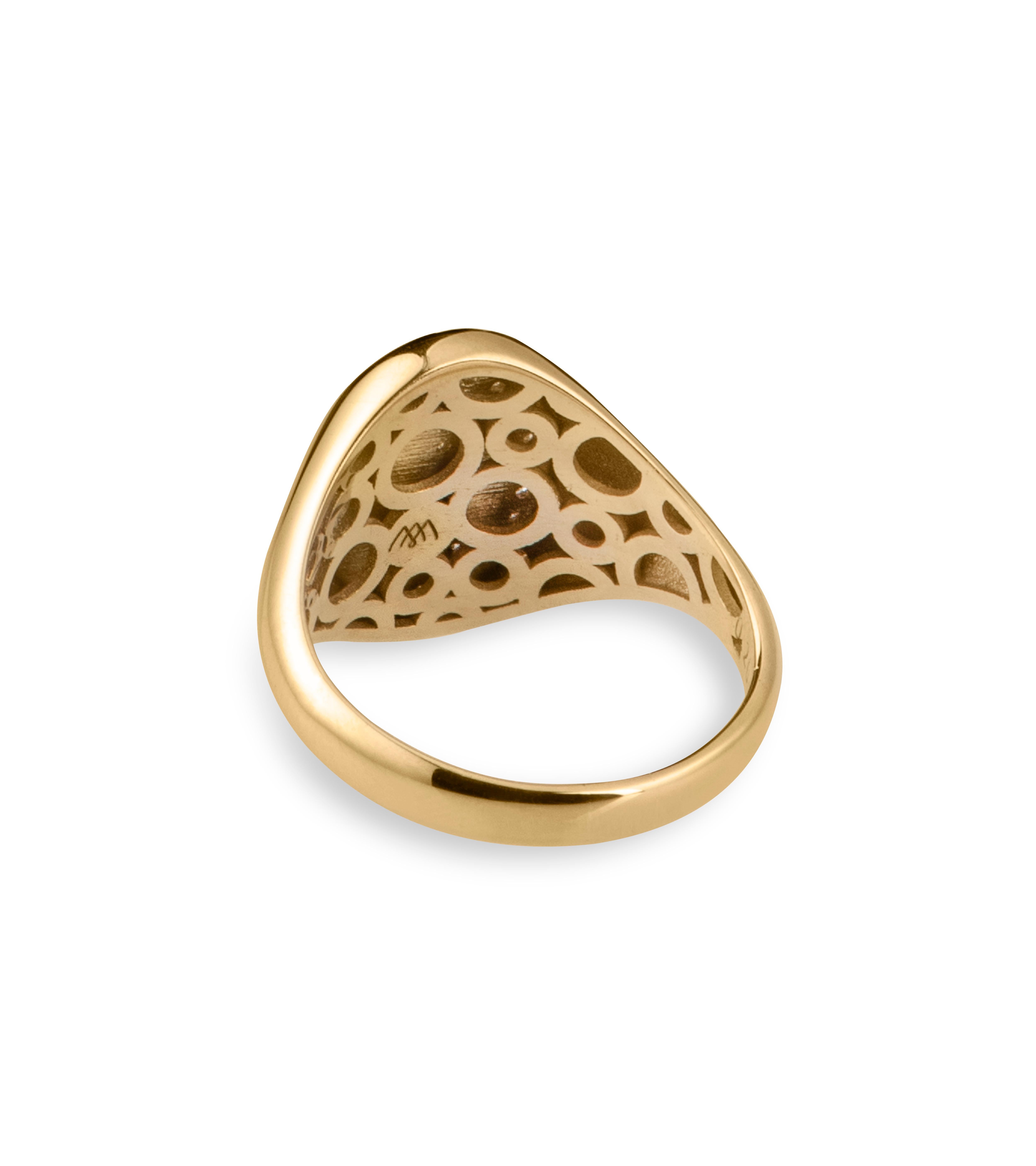 For Sale:  Diamond Signet Ring, Letter E, 18k Gold, by Michelle Massoura 2