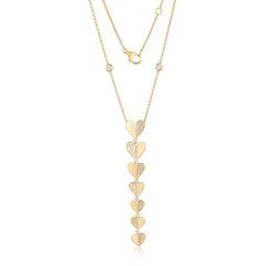 0.92ctw Round Diamond 14K Yellow Gold Lariat Necklace