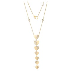 0.92ctw Round Diamond 14K Yellow Gold Lariat Necklace
