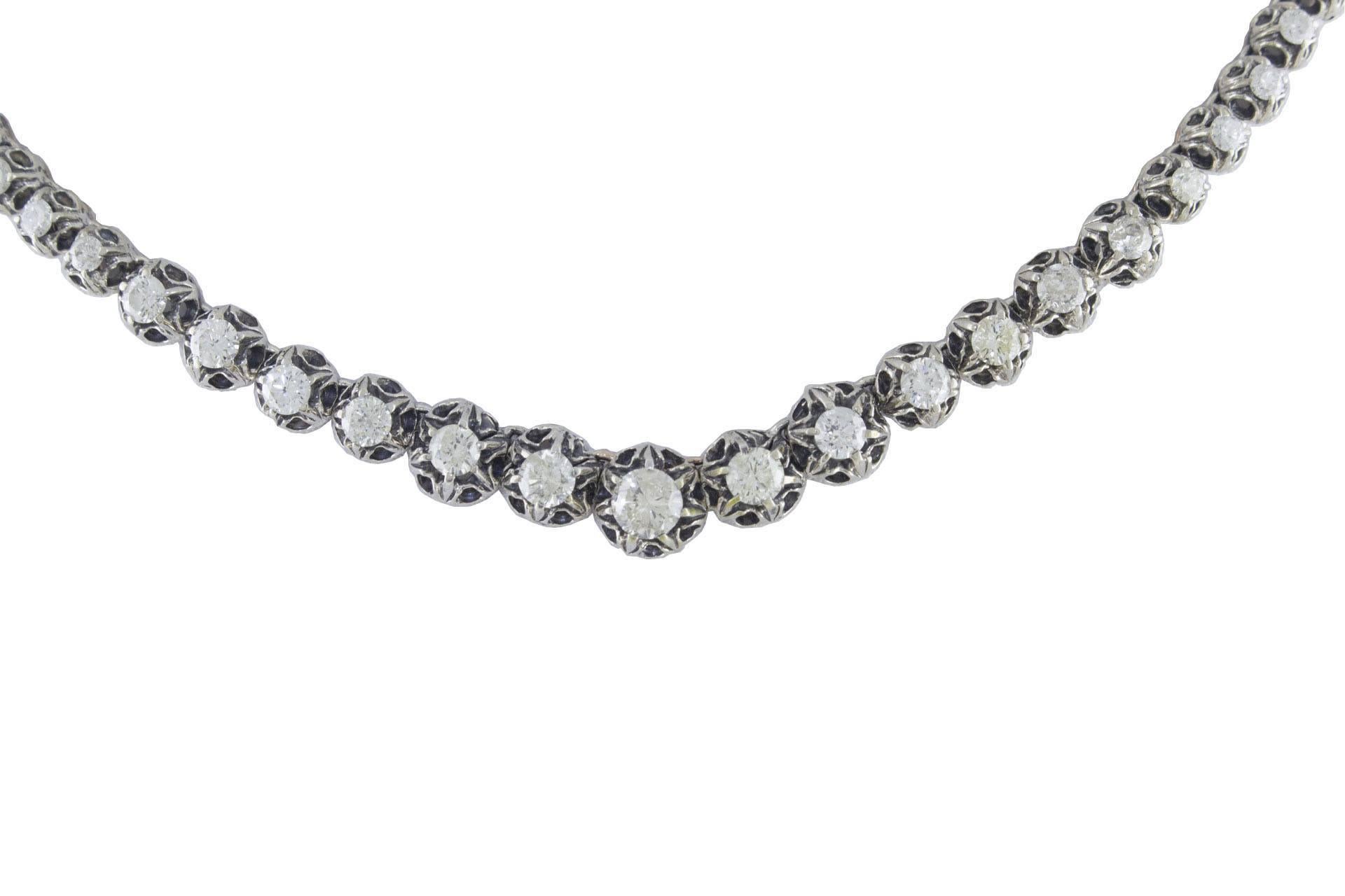 silver diamond choker