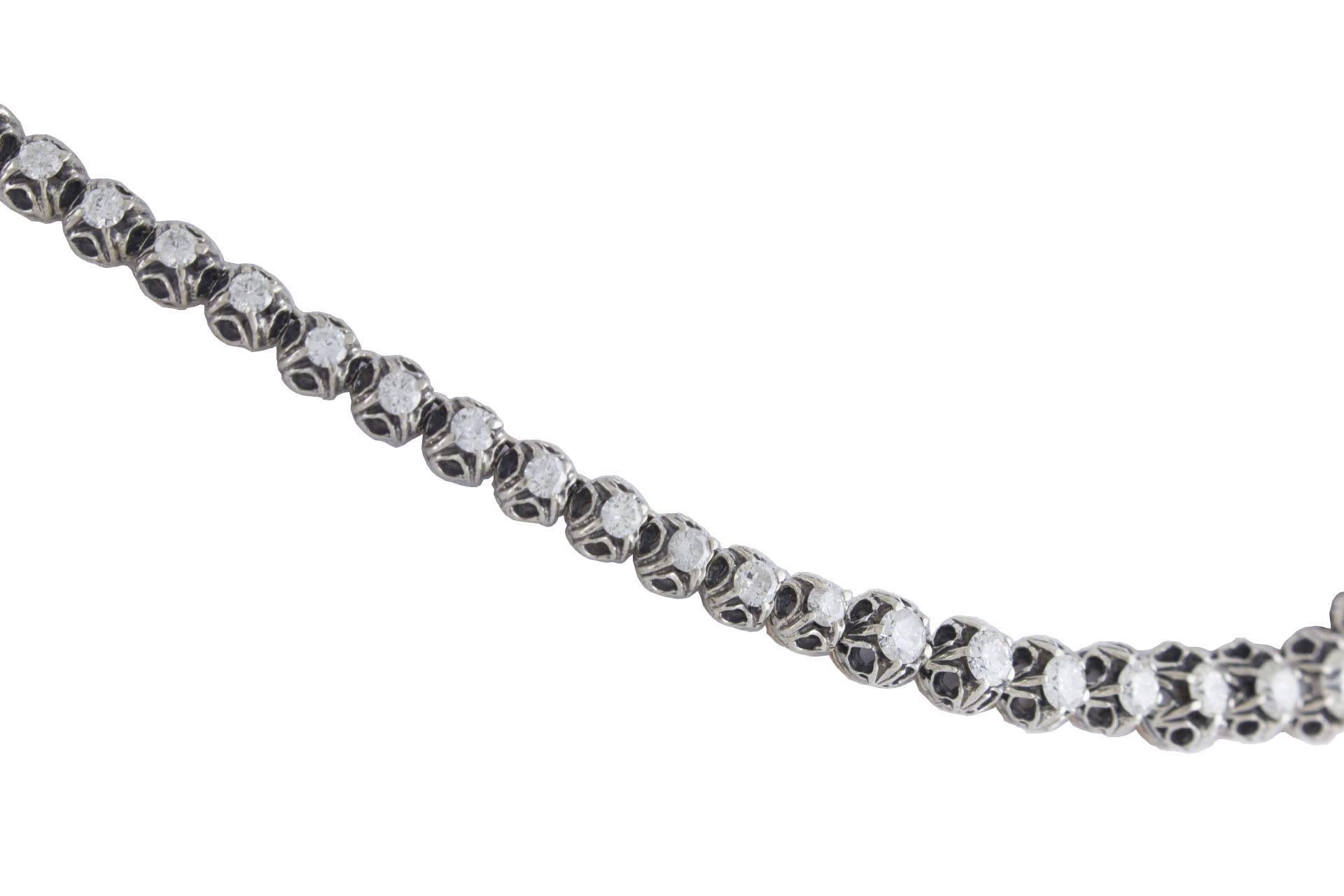 Diamond Gold and Silver Choker Necklace In Good Condition In Marcianise, Marcianise (CE)