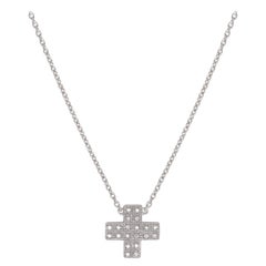 Diamond White Gold Plate Pendant Necklace Large Cross, DIAMONDS in the SKY