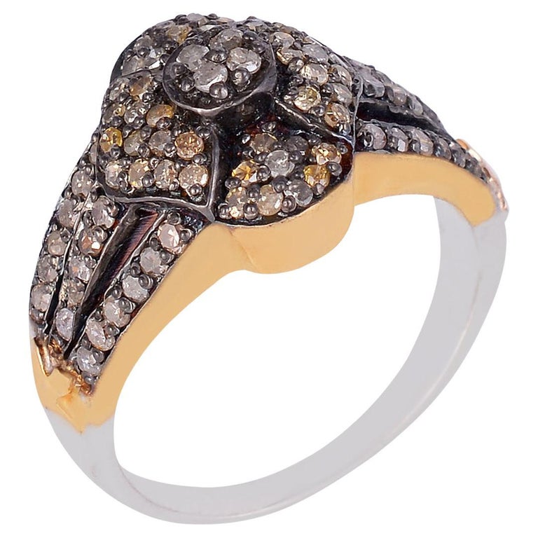 0.72cts Diamond 925 sterling Silver Ring For Sale at 1stDibs