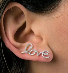 Diamond Single Love Ear Crawler Stud in 14k Solid Gold