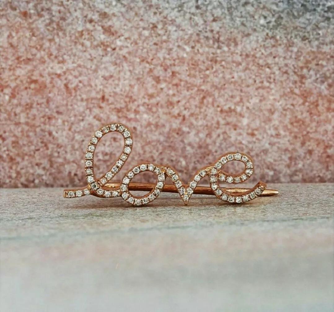 Borchia con diamante a orecchio singolo Love Crawler in oro massiccio 14k In condizioni Nuovo in vendita a Chicago, IL
