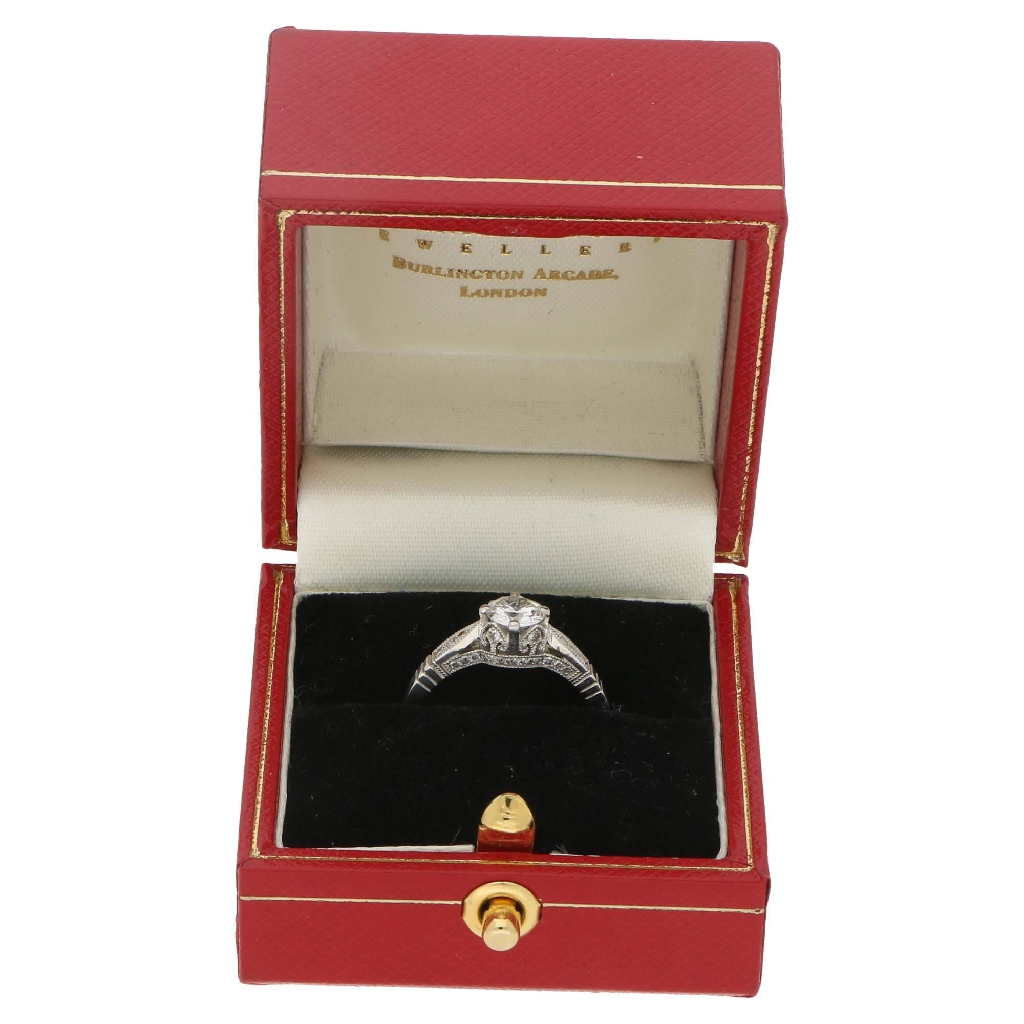 Edwardian Vintage Diamond Engagement Ring Set in Platinum For Sale
