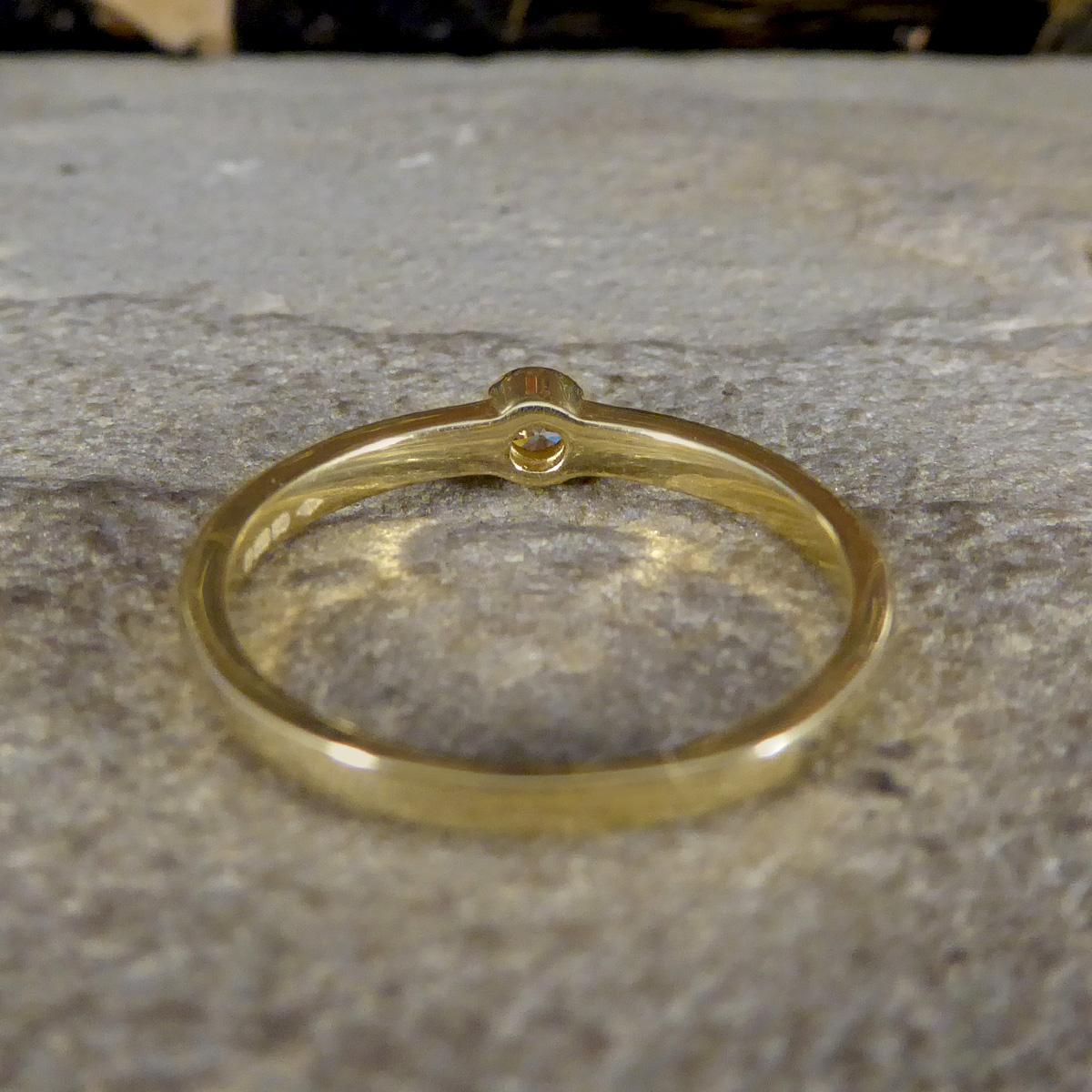 Brilliant Cut Diamond Single Stone Ring in Yellow Gold Bezel Setting For Sale