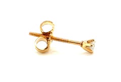 Orecchino singolo con diamante coniato da .08ct in oro giallo 14K con chiusura a vite