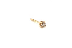 Diamond Single Stud Earring Mined .08ct J-K SI3 14K Yellow Gold 4 Prong