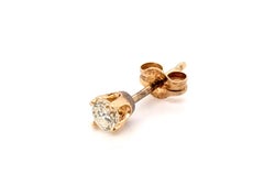 Diamond Single Stud Earring Mined .10ct G SI1 14K Yellow Gold 4 Prong