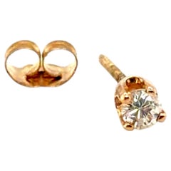 Diamond Single Stud Earring Mined .10ct G SI1 14K Yellow Gold 4 Prong