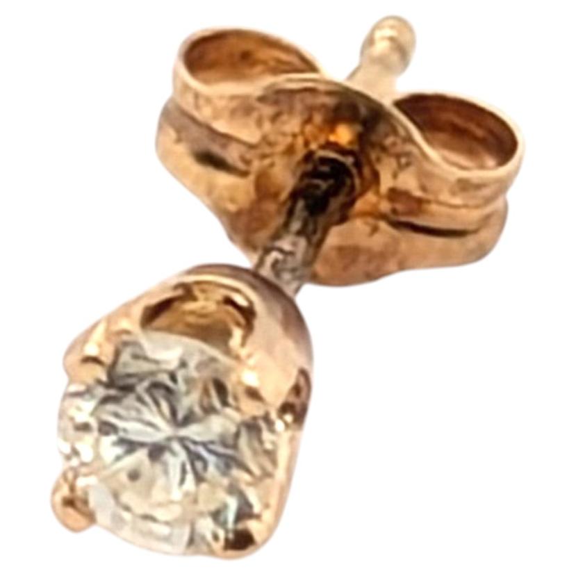 Diamond Single Stud Earring Mined .10ct G SI1 14K Yellow Gold 4 Prong
