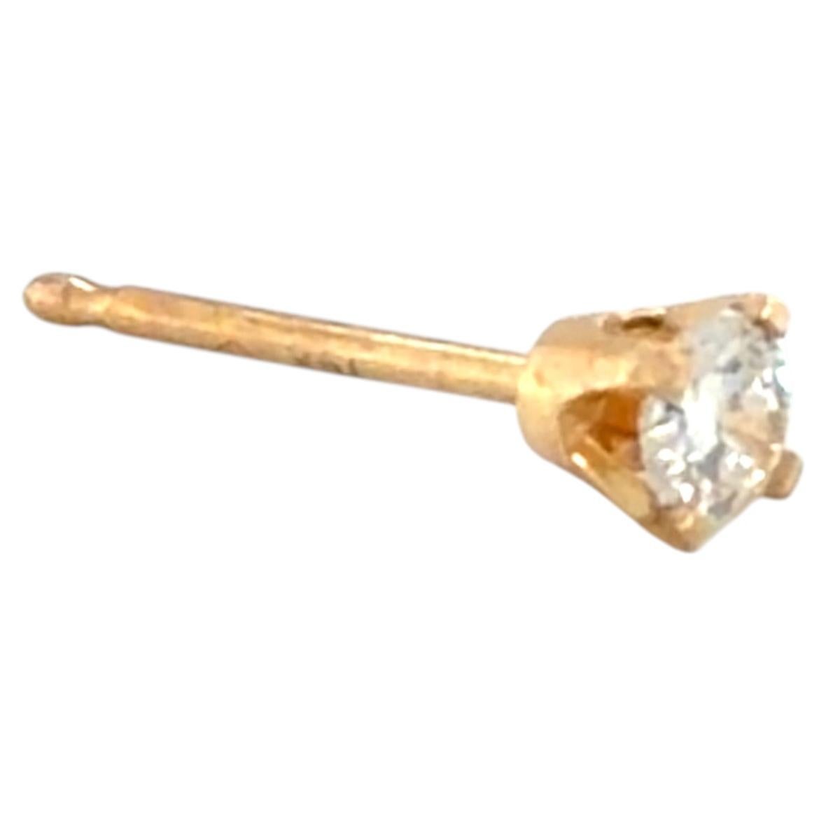 Diamond Single Stud Earring Mined .10ct G VS 14K Yellow Gold 4 Prong