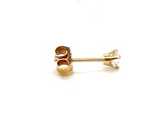 Diamond Single Stud Earring Mined .12ct F VS 14K Yellow Gold 4 Prong