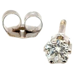 Diamond Single Stud Earring Mined .15ct F SI2 14K White Gold 6 Prong