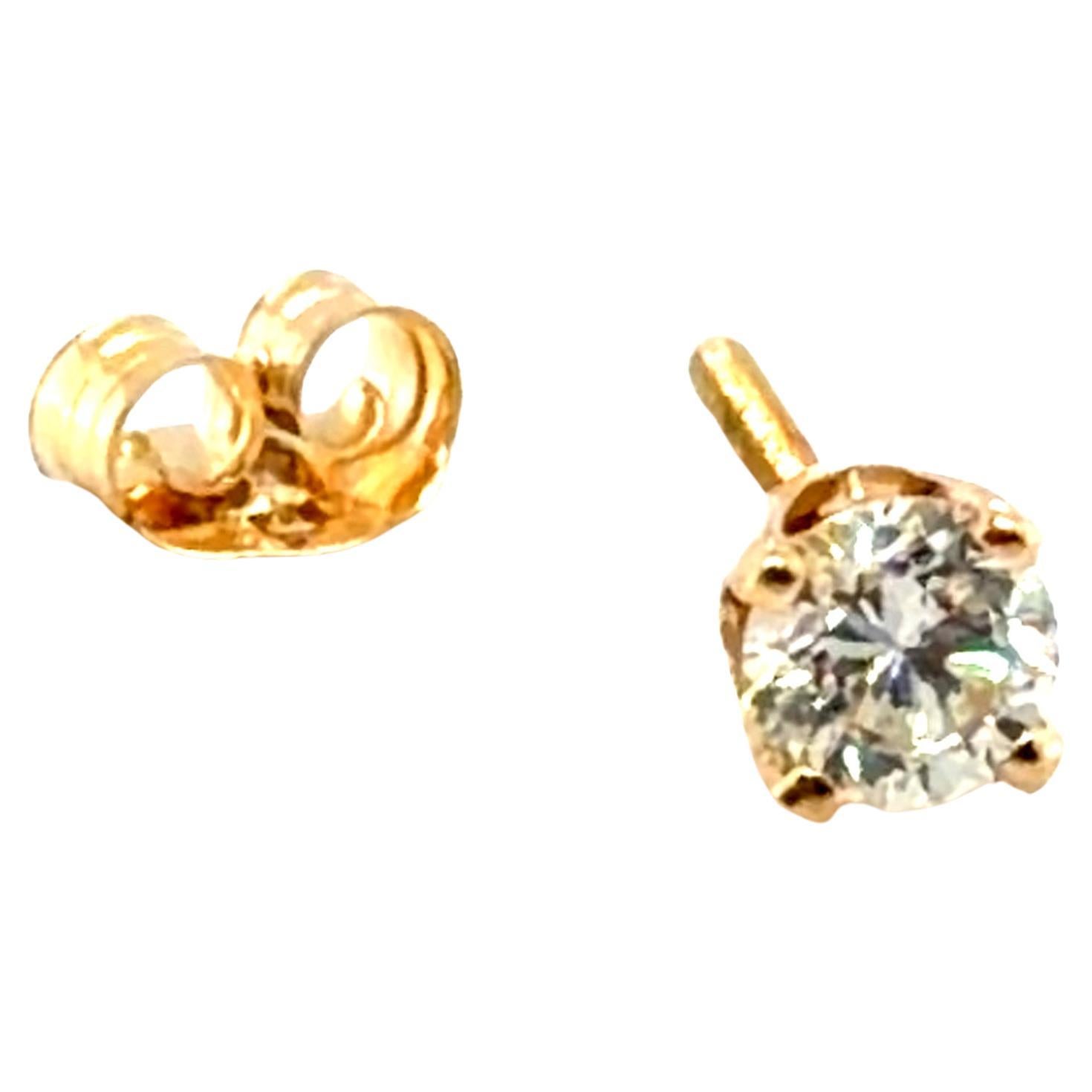 Diamond Single Stud Earring Mined .15ct G SI2 14K Yellow Gold 4 Prong