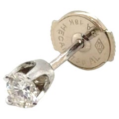 Diamond Single Stud Earring Mined .15ct Round Brilliant 18K White Gold Clutchbac