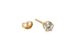 Diamond Single Stud Earring Mined .20ct E VVS 14K Yellow Gold 6 Prong