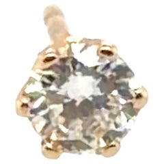 Diamond Single Stud Earring Mined .20ct E VVS 14K Yellow Gold 6 Prong