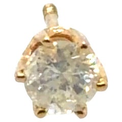Diamond Single Stud Earring Mined .20ct RBC 6 Prong 14K Yellow Gold