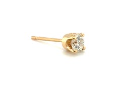 Orecchino singolo con diamante estratto .25ct F SI1 in oro giallo 14K a 4 punte