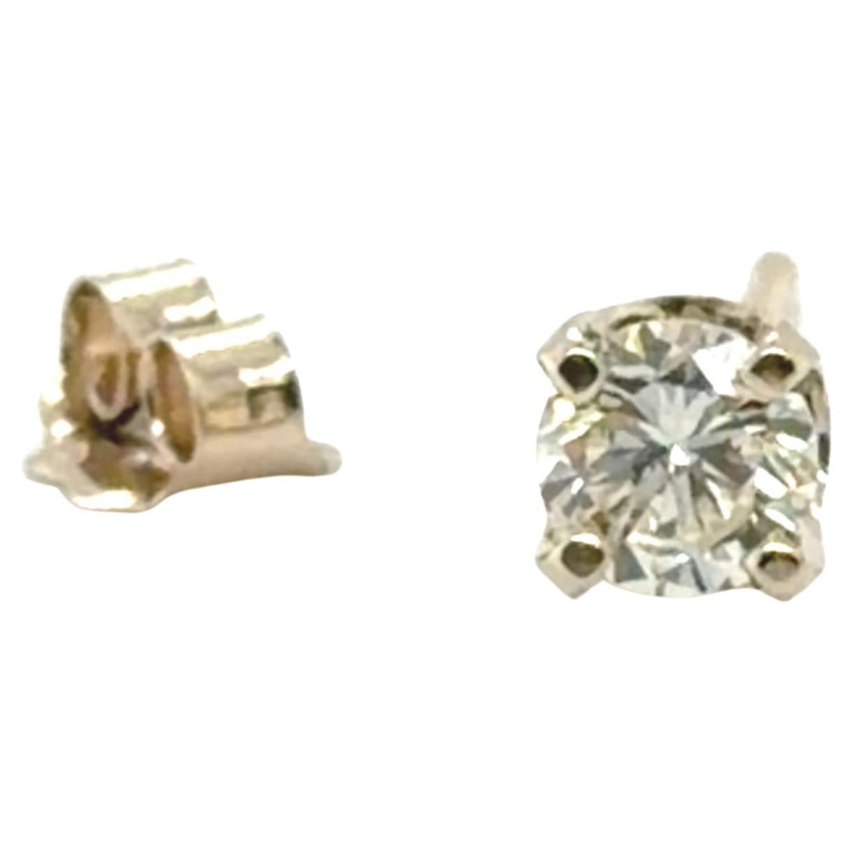 Diamond Single Stud Earring Mined .25ct Round Brilliant I VVS Ideal Cut 14K Whit im Angebot