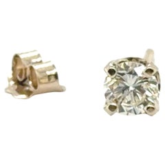 Diamond Single Stud Earring Mined .25ct Round Brilliant I VVS Ideal Cut 14K Whit