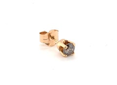 Orecchino singolo con diamante coniato da .25ct Salt & Pepper in oro giallo 14K a 4 punte