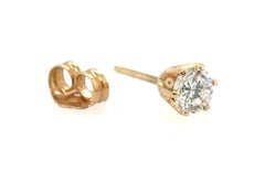 Diamond Single Stud Earring Mined .30ct D-E VVS 14K Yellow Gold 6 Prong