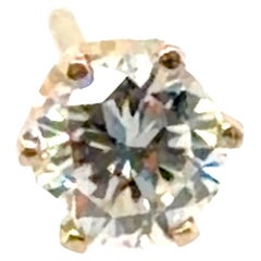 Diamond Single Stud Earring Mined .30ct D-E VVS 14K Yellow Gold 6 Prong