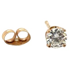 Diamond Single Stud Earring Mined .30ct F SI3 14K Yellow Gold 4 Prong