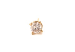 Einzelner Diamantohrstecker, abgebaut, 0,30 ct, H, SI3, 14-karätiges Gelbgold, 4-Zinken-Fassung
