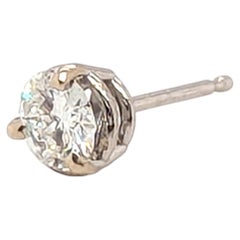 Diamond Single Stud Earring Mined .33ct F VS 14K White Gold 3 Prong