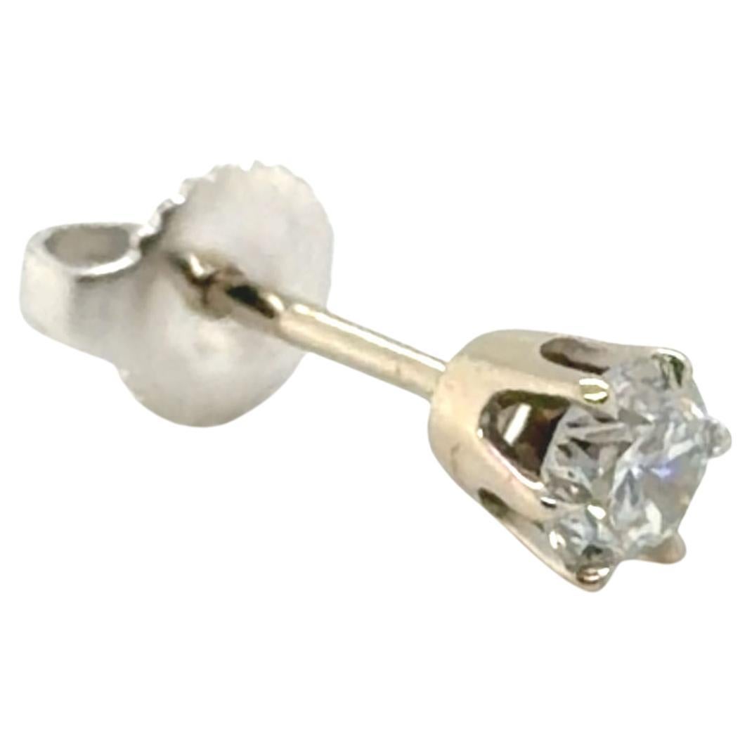 Diamond Single Stud Earring Mined .45ct Round Brilliant F VS-SI 14K White Gold in vendita