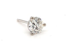 Diamond Single Stud Earring Mined .50ct E-F SI1 14K White Gold 3 Prong