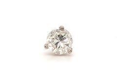 Boucle d'oreille simple avec diamant extrait de 0,50 ct, E-F, SI3, en or blanc 14 carats, sertissage à 3 griffes
