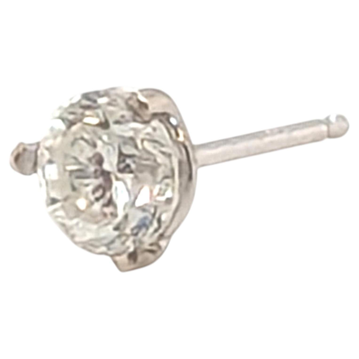 Boucle d'oreille simple avec diamant extrait de 0,50 ct, E-F, SI3, en or blanc 14 carats, sertissage à 3 griffes