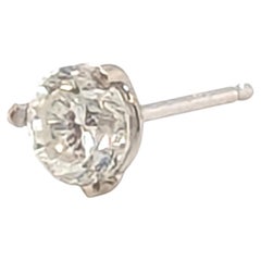 Diamond Single Stud Earring Mined .50ct E-F SI3 14K White Gold 3 Prong