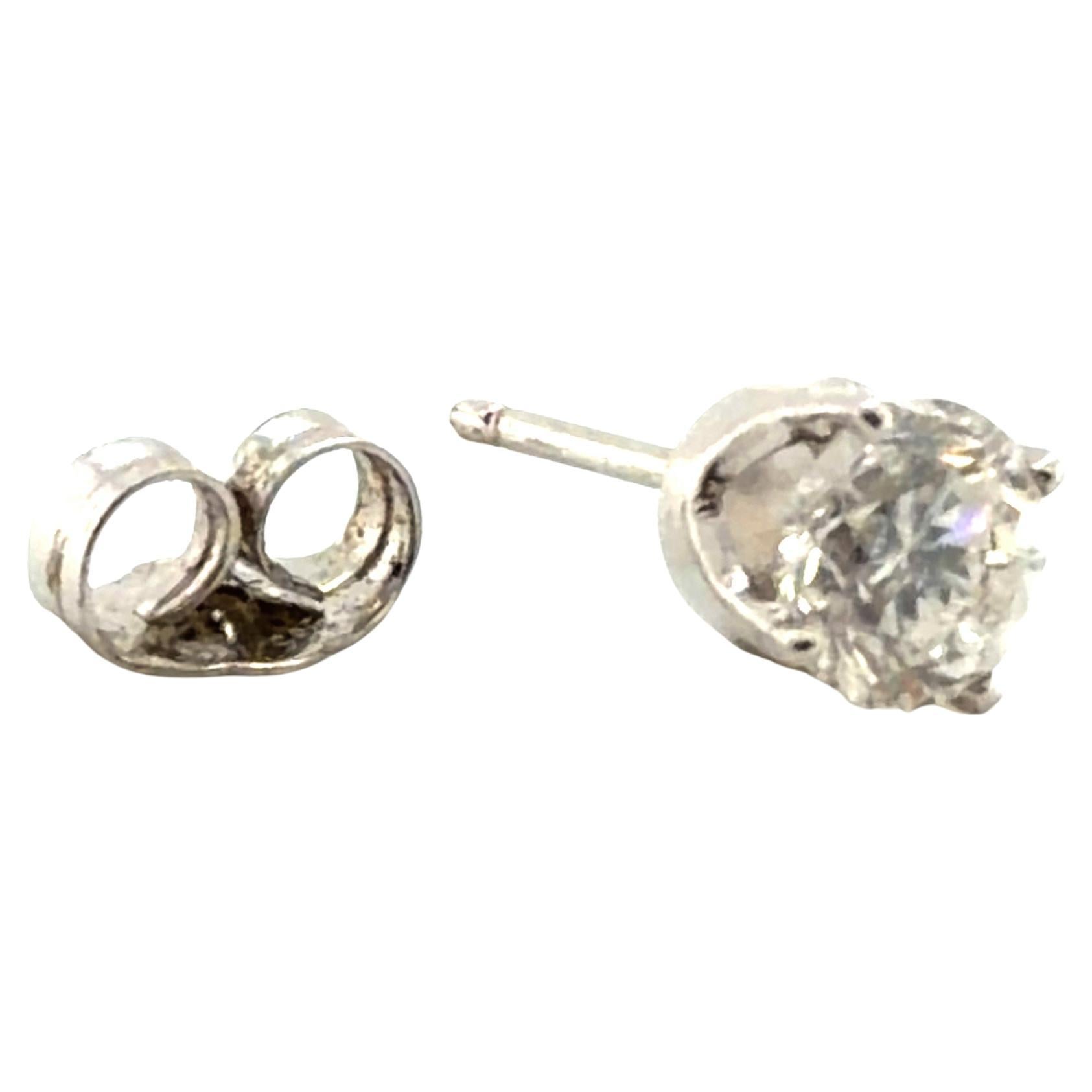 Diamond Single Stud Earring Mined .50ct Round Brilliant D-E SI 14K White Gold