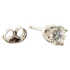Diamond Single Stud Earring Mined .50ct Round Brilliant D-E SI 14K White Gold