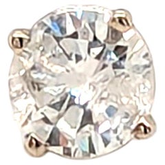 Boucle d'oreille à clou avec un diamant extrait de 0,80 ct, F I1, en or blanc 14 carats, sertie à 4 griffes