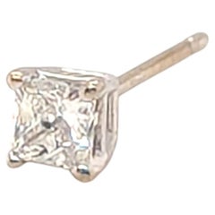 Diamond Single Stud Earring Princess Pushback Mined .15ct H SI 14K White Gold