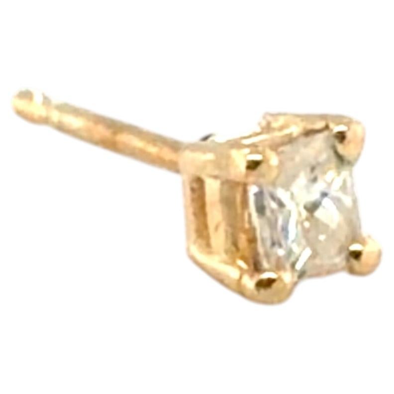 Diamond Single Stud Earring Princess Pushback Mined .18ct G SI1 14K Yellow Gold