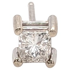 Orecchino a bottone con diamante singolo, montatura Princess Pushback, diamante estratto da miniera da 0,30 ct, F-G SI1, oro bianco 14K