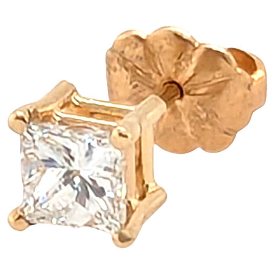 Boucle d
oreille simple diamant Princesse Pushback Mined .36ct F VVS 14K Yellow Gold