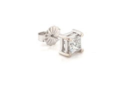 Diamond Single Stud Earring Princess Pushback Mined .40ct F SI1 14K White Gold