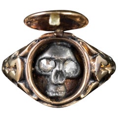 Diamond Skull Locket Ring 18 Carat Gold Memento Mori