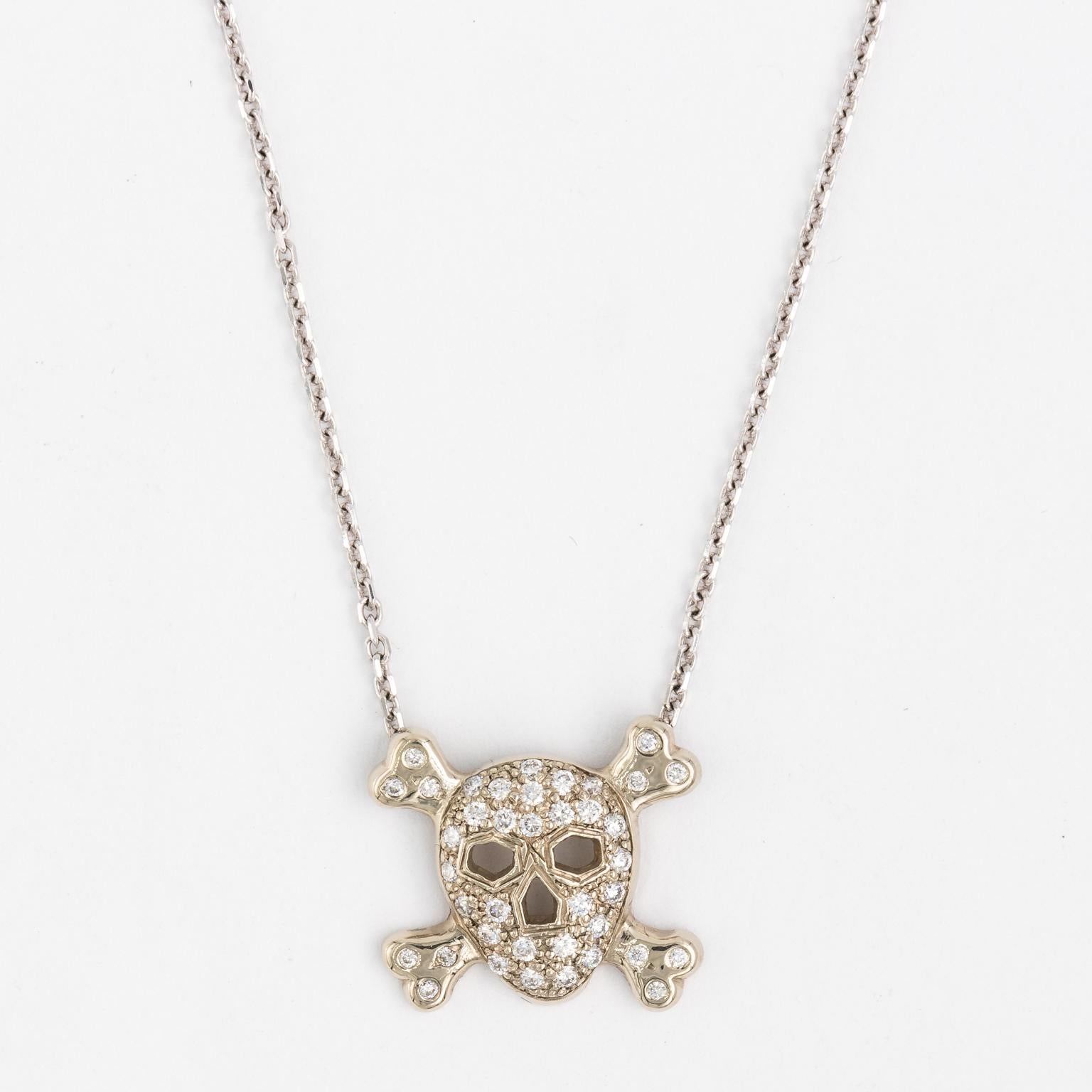 Contemporary Diamond Skull Necklace, circa 1950 For Sale